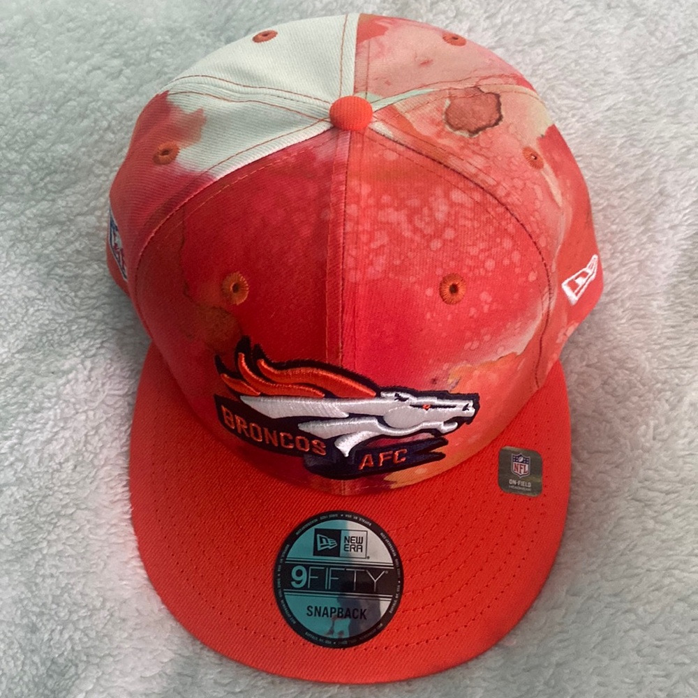 🆕🏈Denver Broncos New Era Hat Orange Tie Dye Splash Football NFL Snapback Cap